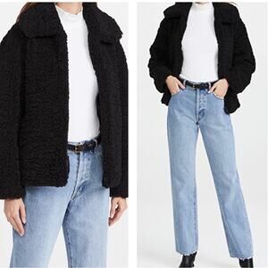 NWT APPARIS Tara Aviator Faux Shearling Jacket XL Black